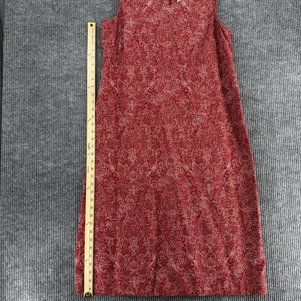 Vintage Liz Claiborne Lizsport Petite 14 Red Linen Blend 80s Shift Dress Birds L - Picture 7 of 8